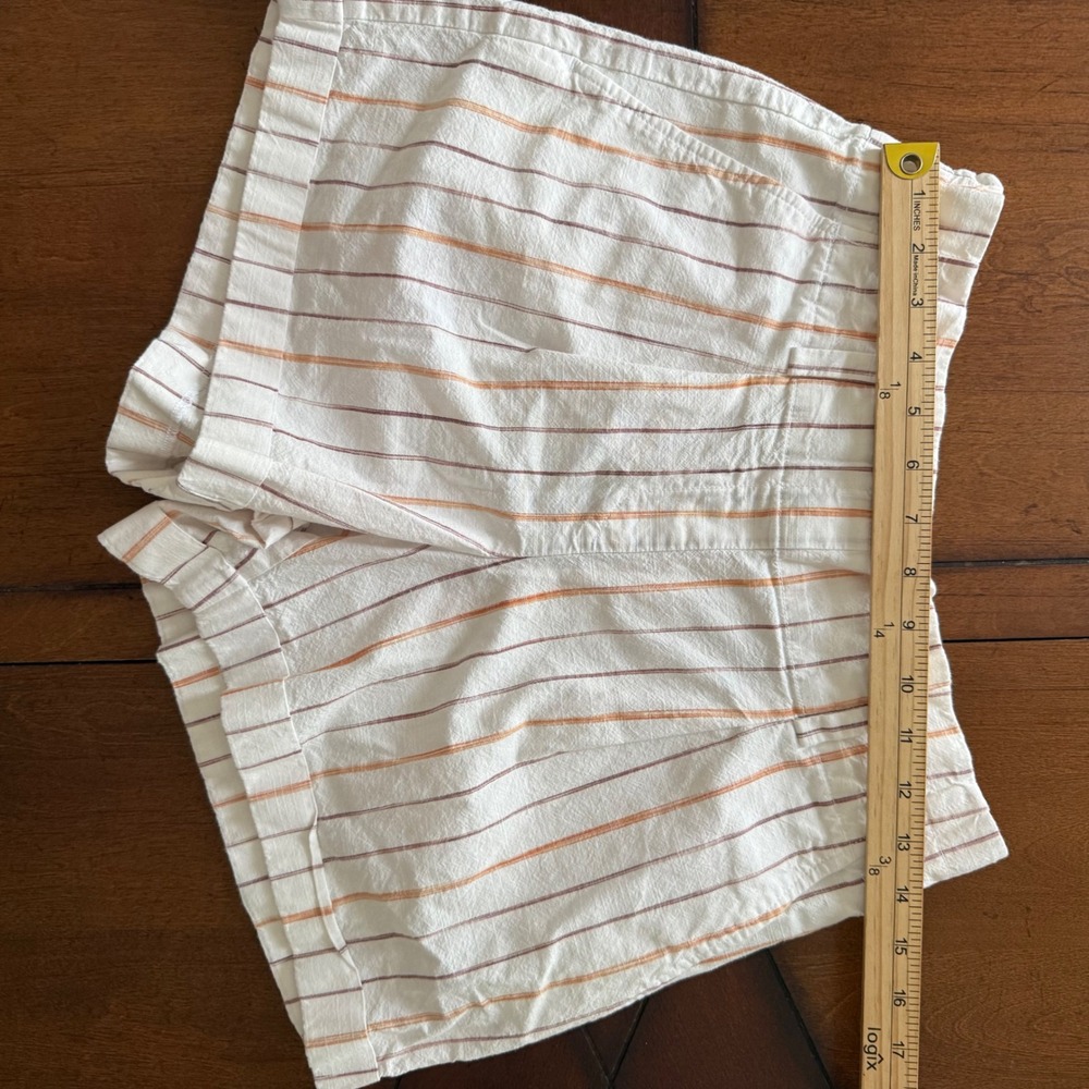 LOFT Outlet Womens Small White Striped High Rise Cotton Shorts Elastic Back - Picture 7 of 9